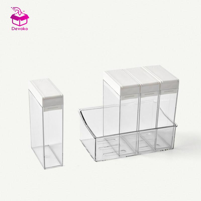 Lọ đựng gia vị Devoko trong suốt có khay đựng tiết kiệm không gian đa dụng cho nhà bếp