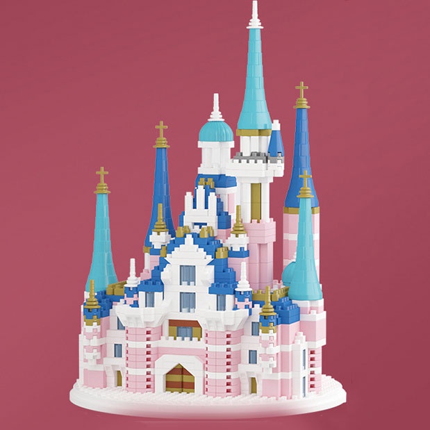 Đồ Chơi  Lắp Ráp Lâu Đài Disney Màu Hồng Dễ Thương Cho Bé Gái
