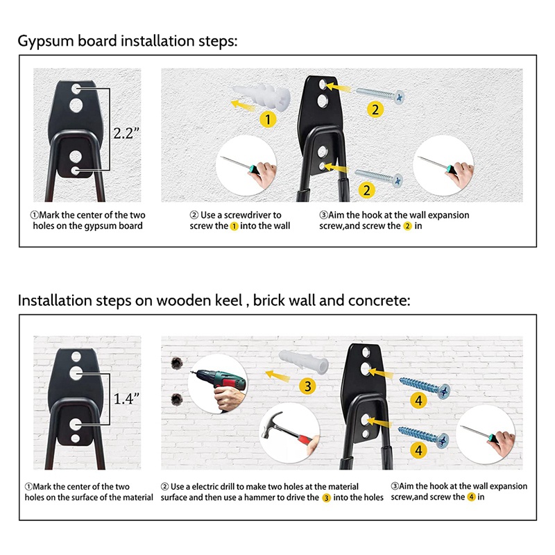 Set 6 Móc Treo Đồ Gắn Tường Bằng Thép Chịu Được Sức Nặng