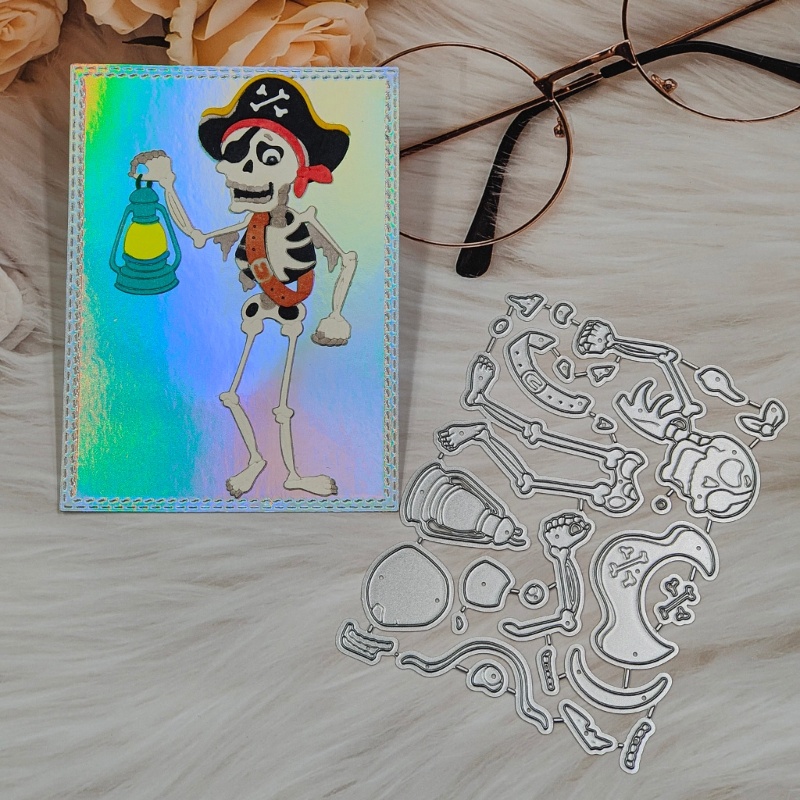 Khuôn Cắt Giấy Kim Loại Hình Đầu Lâu Cướp Biển Thẻ