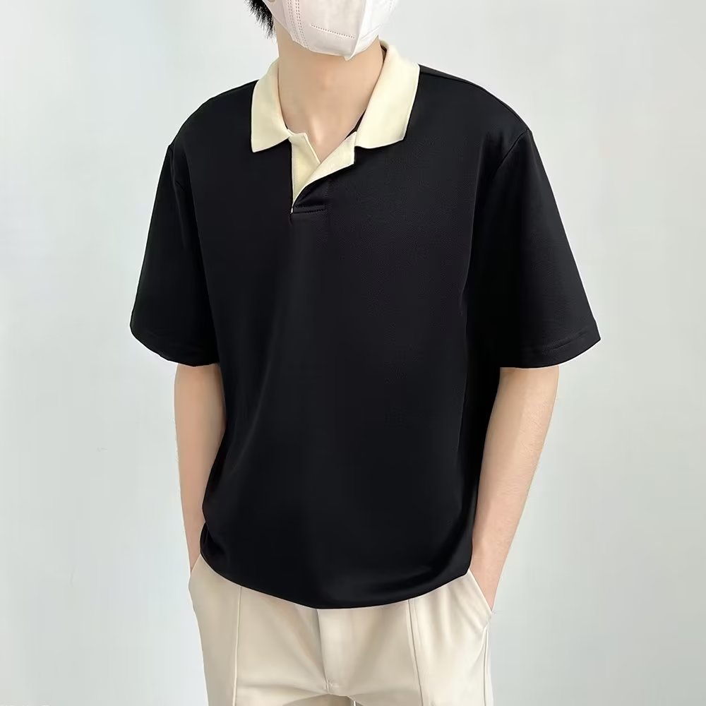 Áo polo Tay Ngắn Màu Trơn Phong Cách Hàn Quốc Thời Trang Mùa Hè Hàng Mới 2023 Dành Cho Bạn Nam