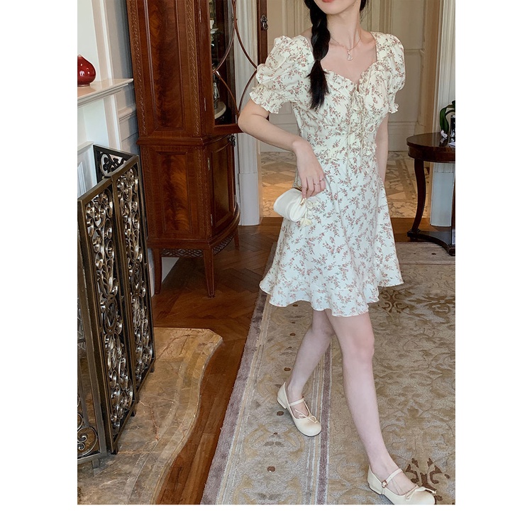 Đầm Hoa Hở Lưng Cột Dây Thời Trang Mùa Hè Pháp 2023