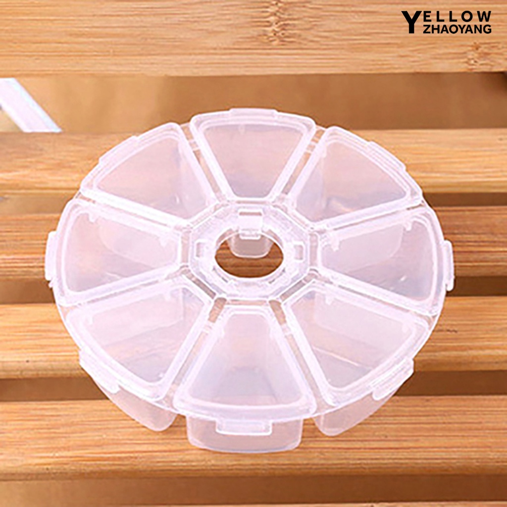 Hộp Tròn 8 Ngăn Phân Loại Hạt Cườm Tiện Dụng Mang Theo Du Lịch