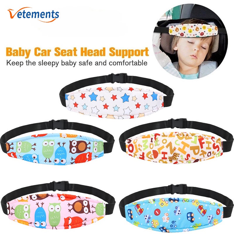 Đai Cố Định Đầu Gắn Xe Đẩy Em Bé Bằng Cotton Mềm Mại Tiện Dụng