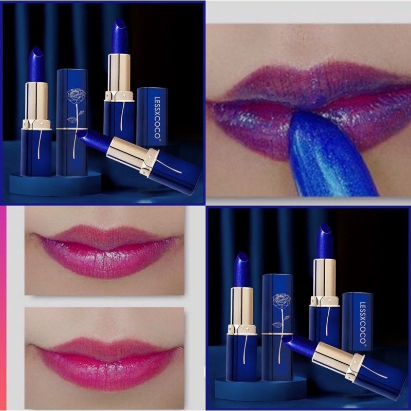 Son môi màu xanh lessxcoco 24h Son môi màu xanh son môi đổi màu son môi không thấm nước son môi không thấm nước son môi mờ