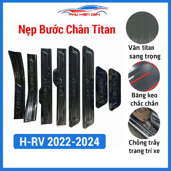Ốp bậc cửa lên xuống ô tô Honda HRV, HR-V 2022-2024 vân titan
