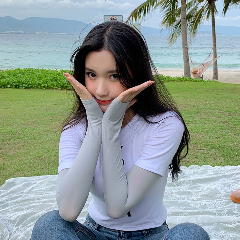 Ống Tay Dài Chống Nắng Màu Trơn Thời Trang Mùa Hè