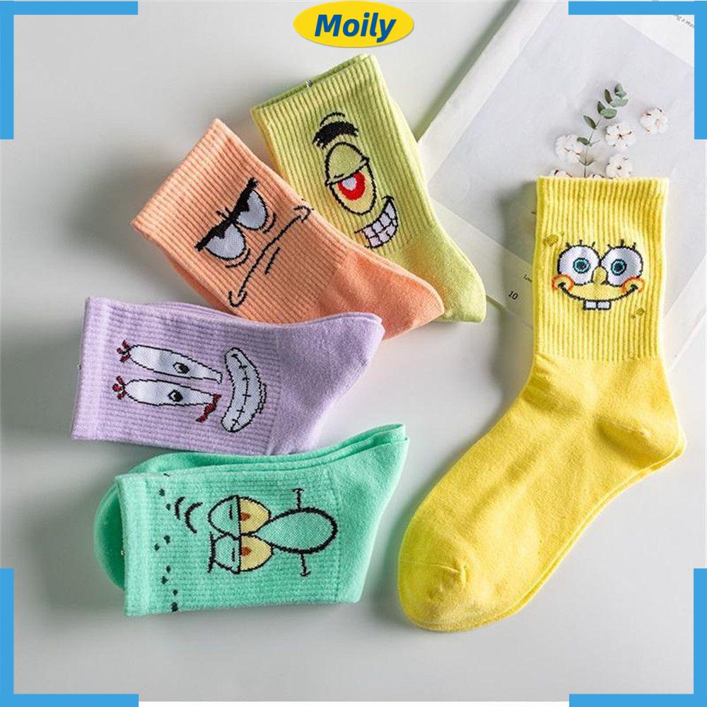 Vớ cotton họa tiết hoạt hình spongebob co giãn tốt thời trang cho nữ