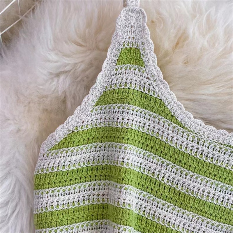 Áo Croptop Dệt Kim Không Tay Cổ Chữ U Khoét Rỗng Thời Trang Mùa Hè Vintage Cho Nữ