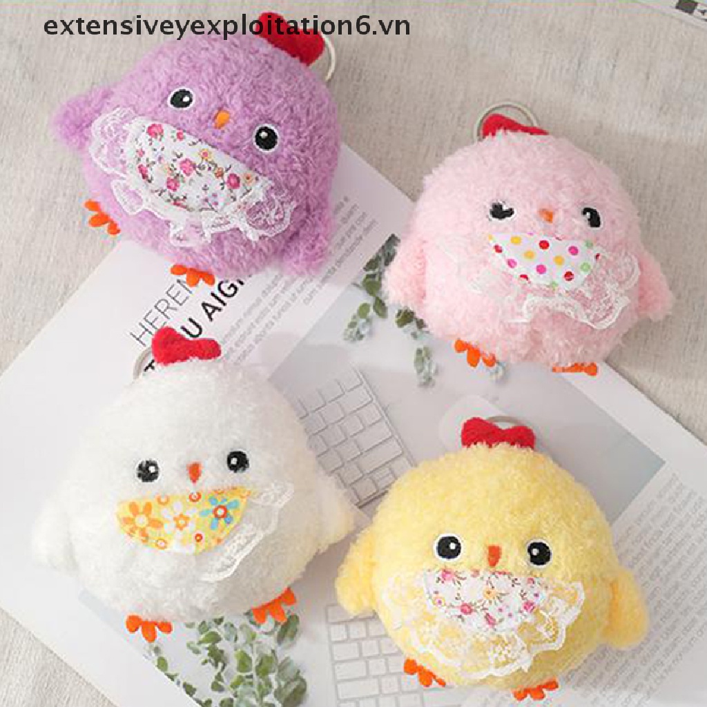 Móc Khóa Hình Gà Nhồi Bông Mini 10cm Dễ Thương