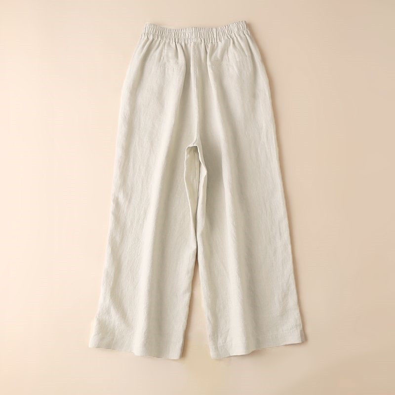 Quần Dài Vải Lanh Cotton Mỏng Ống Rộng Lưng Cao Cỡ Lớn Thời Trang Mùa Hè Mới Cho Nữ
