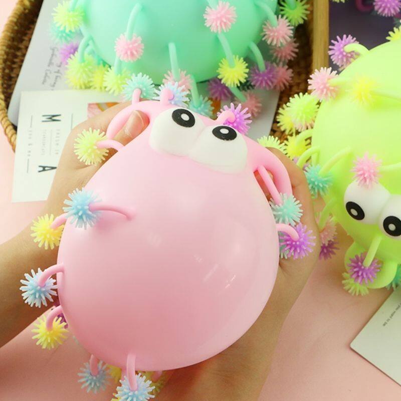 WO·WO Wo Hildren Đồ Chơi Bóng Lông Nhím Cao Su Mềm Mại Nhỏ Gọn Nhiều Màu Sắc Nhấp Nháy Thông Hơi Bằng Tay Cho Bé