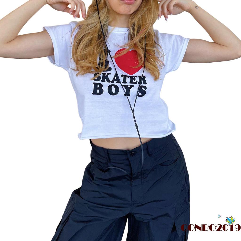 Áo Thun Tay Ngắn Cổ Tròn In Họa Tiết Chữ Thời Trang Mùa Hè Cho Nữ