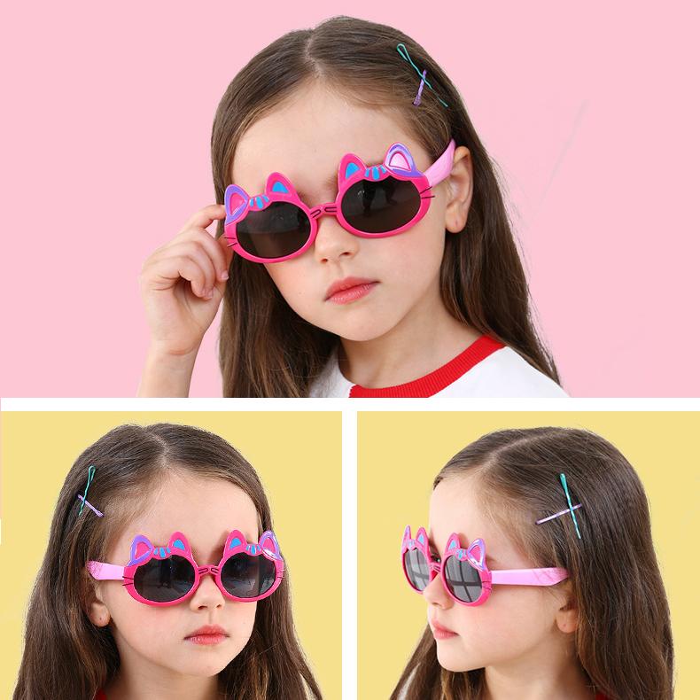 [Nhiều màu] Mắt kính râm mát trẻ em hình mèo phân cực Polarized 8233