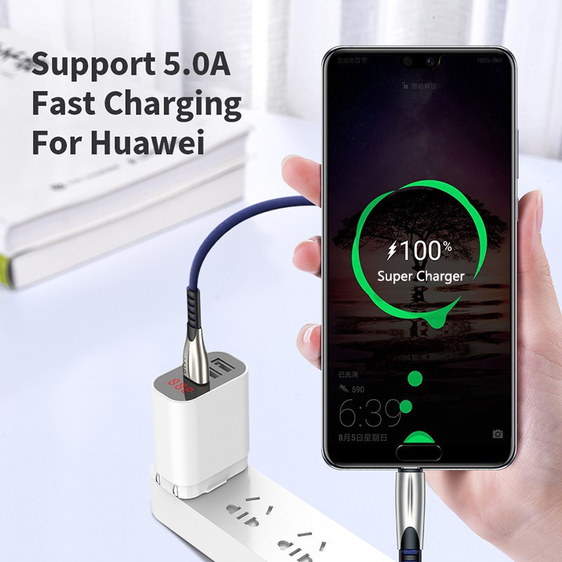 Dây Cáp Sạc Nhanh 5A / 3A USB Type C / i / Micro USB Có Đèn LED Cho Điện Thoại