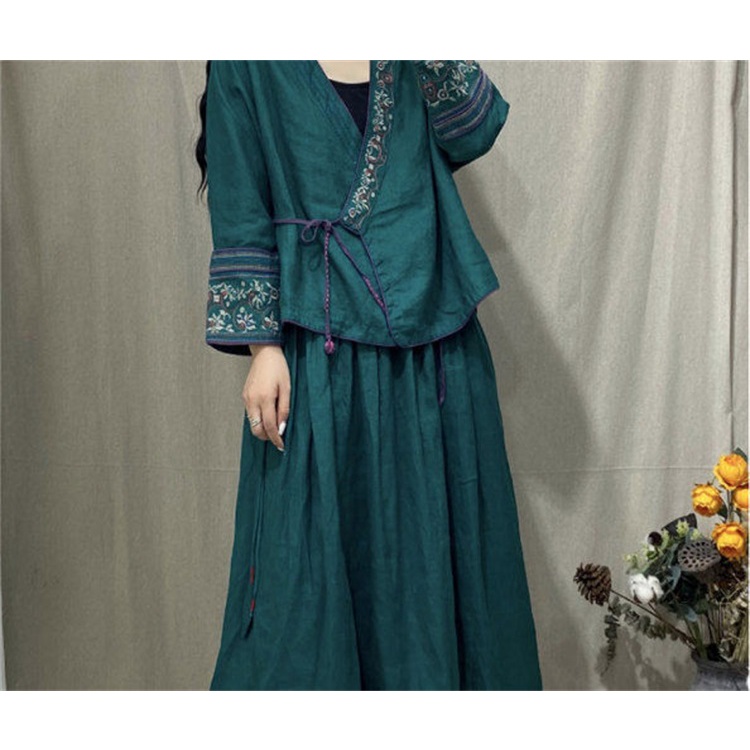 Áo Khoác Cardigan Cotton Thêu Họa Tiết Phong Cách Trung Hoa Thời Trang Xuân Hè Cho Nữ