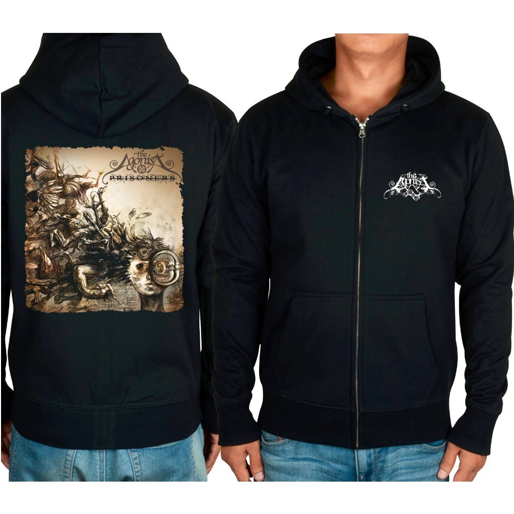 Áo Khoác Hoodie Đen Có Khóa Kéo 6 Thiết Kế Đường Phố The Agonis Rock punk metal Shiddera hombre