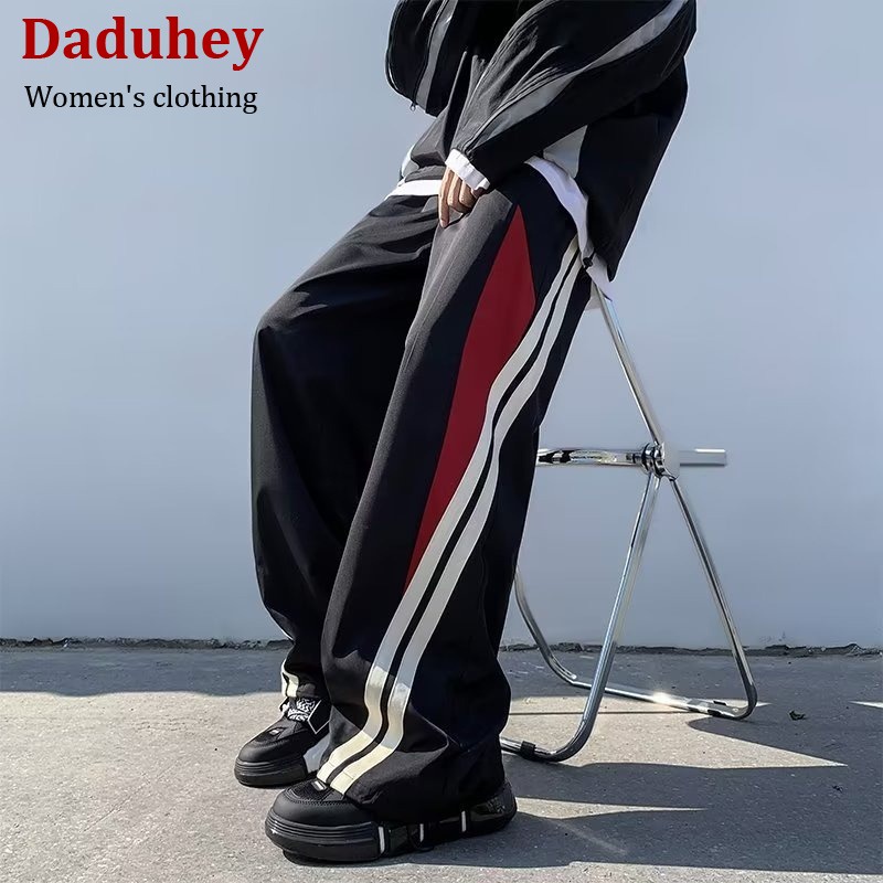 Quần dài chạy bộ cao cấp thấm hút mồ hôi khâu sọc phong cách hip hop Âu Mỹ mới 2023