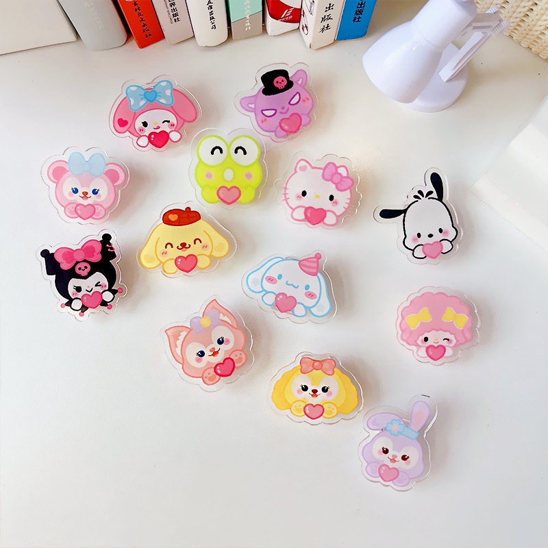 Kẹp Giấy Ăn Nhẹ sanrio kuromi cinnamoroll melody Dễ Thương Bằng acrylic Một Mặt Kẹp Giấy pp Cho Học Sinh