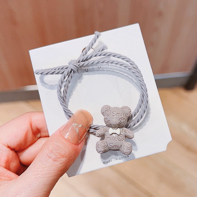 Dây Cột Tóc Cao Su Co Giãn Hình Gấu Hoạt Hình Dễ Thương Cho Bé Gái