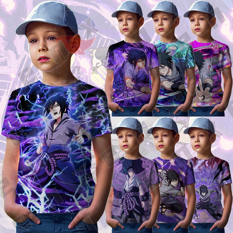 Áo Thun In Hình Naruto Sasuke Uchiha Cho Bé Trai 3-13 Tuổi