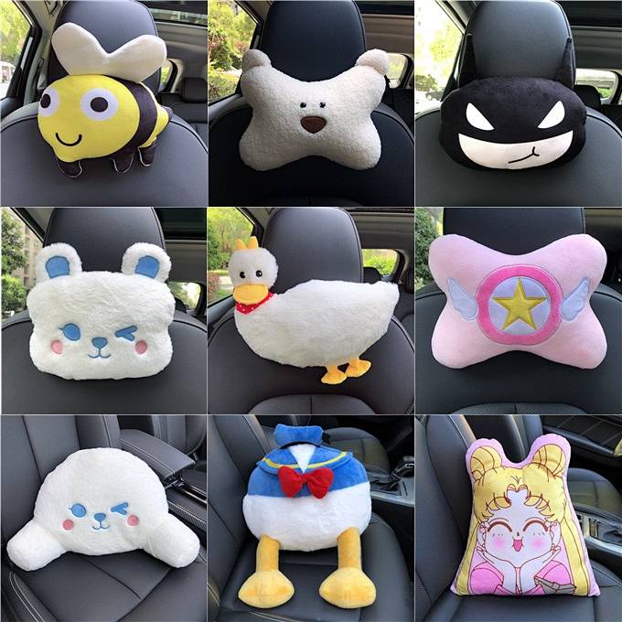 Automotive Headrest Cartoon Car Pillow Car Car Seat Cushion Creative Cute Car Cervical Pillow Internet Celebrity Goddess Style Nội thất xe hơi aC73