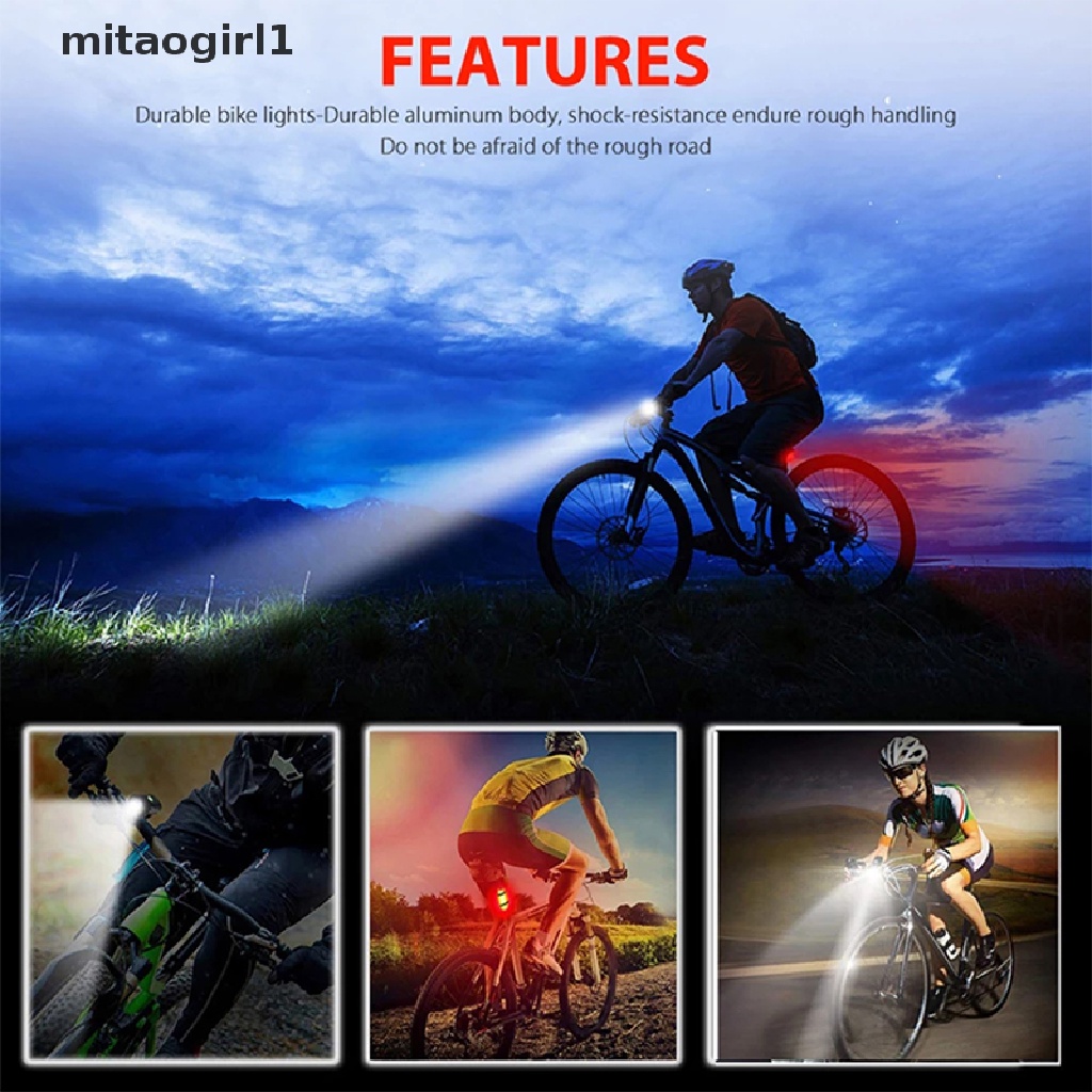 Bộ Đèn Pha LED USB mitaogirl1 Có Thể Sạc Lại Dành Cho Xe Đạp MTB