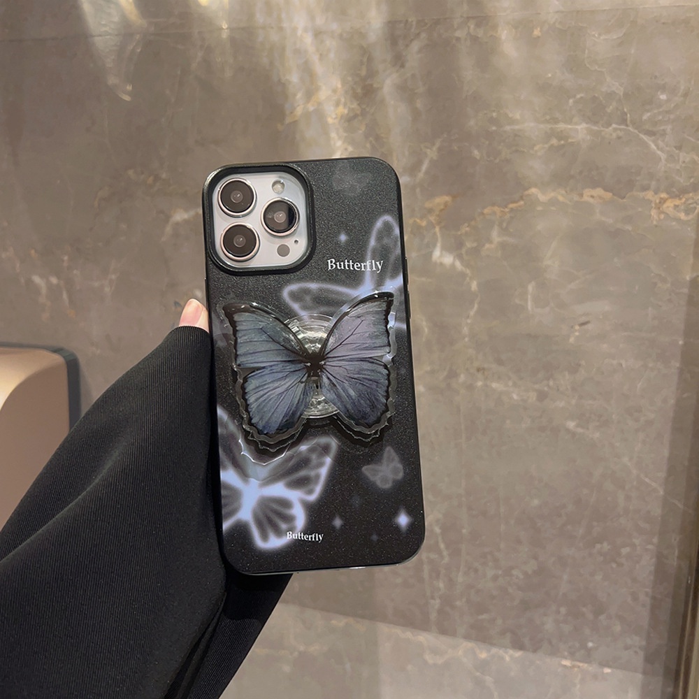 Ốp Điện Thoại Silicon Họa Tiết Bươm Bướm Kèm Giá Đỡ Cho Iphone SE2020 7 / 8 Plus 14 X XR XM 11 12 MINI 13 PRO MAX AT0104