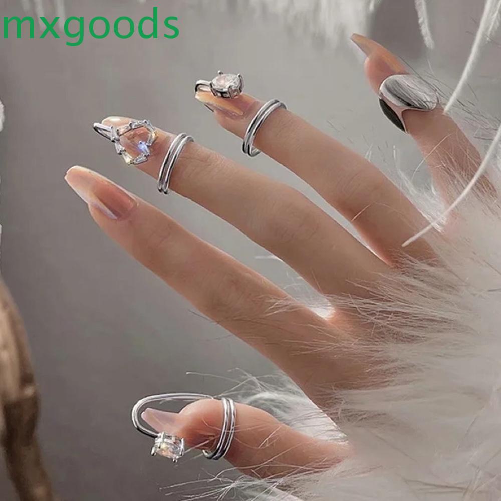 Nhẫn Đeo Tay Kim Loại Hình Trái Tim Đính Đá Thời Trang Cho Nữ