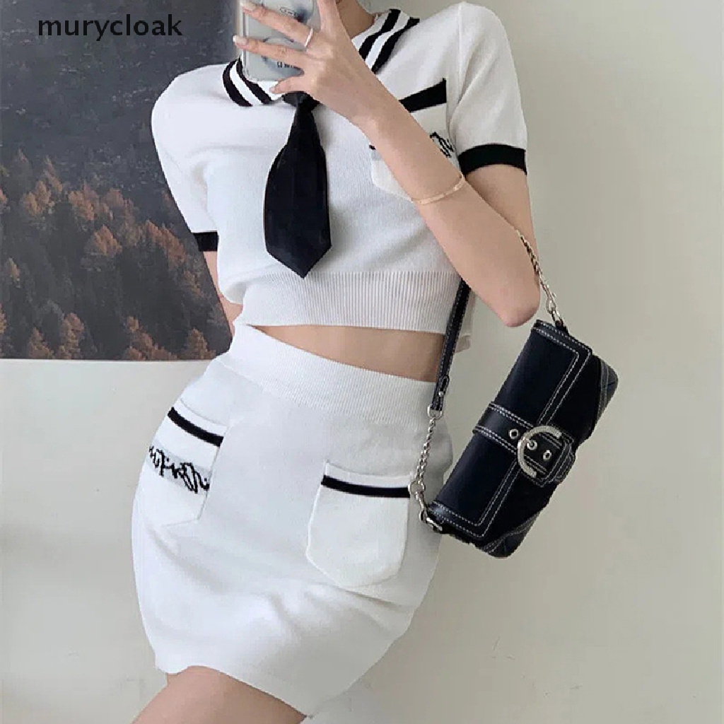 Phụ Kiện Chuyên Dụng Dành Cho Mur# Set Áo Croptop Tay Ngắn Và Quần Short Lưng Cao Ống Rộng Thời Trang Mùa Hè Cho Nữ
