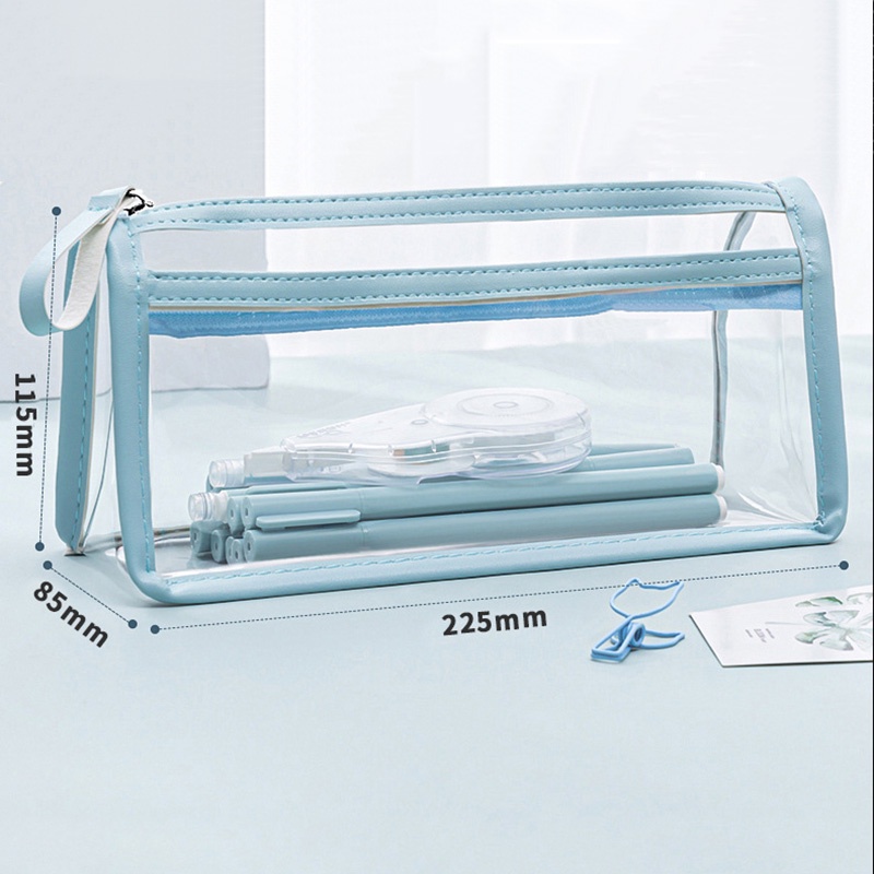 1 Túi Đựng Bút Hai Lớp Trong Suốt Chống Nước Sức Chứa Lớn