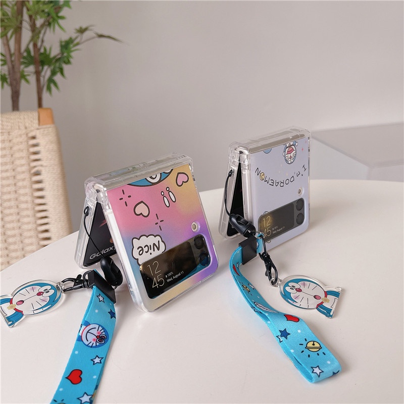 Ốp Điện Thoại PC Cứng Hoạt Hình Doraemon Cho Samsung Galaxy Z Flip 3 Z Flip 4 W23 ZFlip3 ZFlip4