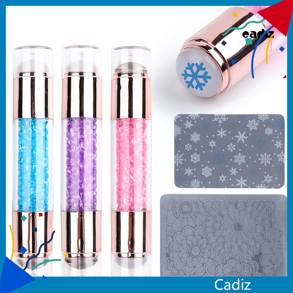 Bộ Dụng Cụ In Hình Móng Tay Hai Đầu Bằng Silicone CADI Kèm Dụng Cụ Cạo