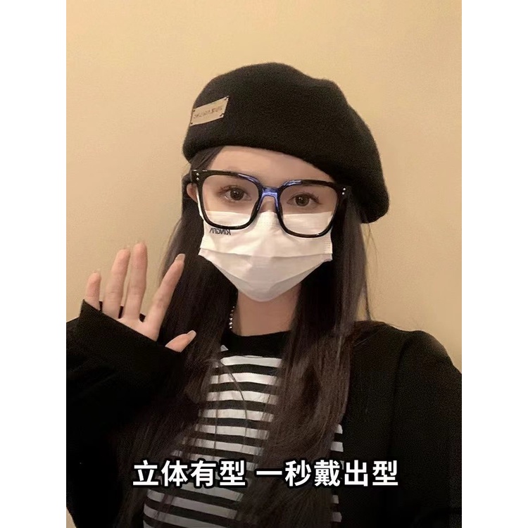 △Mũ Beret Thiết Kế Xinh Xắn Hợp Thời Trang△Mũ Beret Màu Đen Phong Cách Nhật Bản Thời Trang Cho Nữ