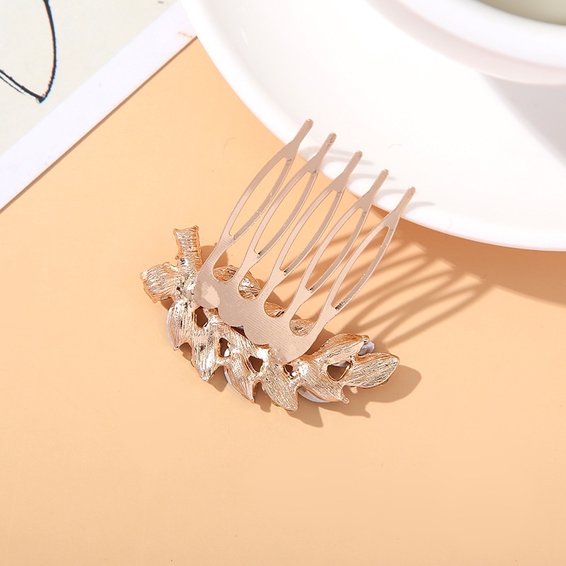 Lược Cài Tóc Trang Trí Hình Hoa Lá Đính Đá Zircon Lấp Lánh Cho Nữ