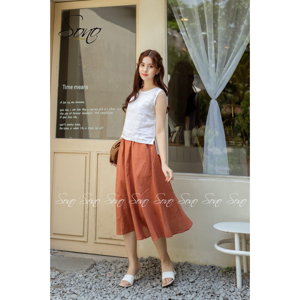 Sono - Chân váy chất liệu linen dáng dài hàng thiết kế trẻ trung