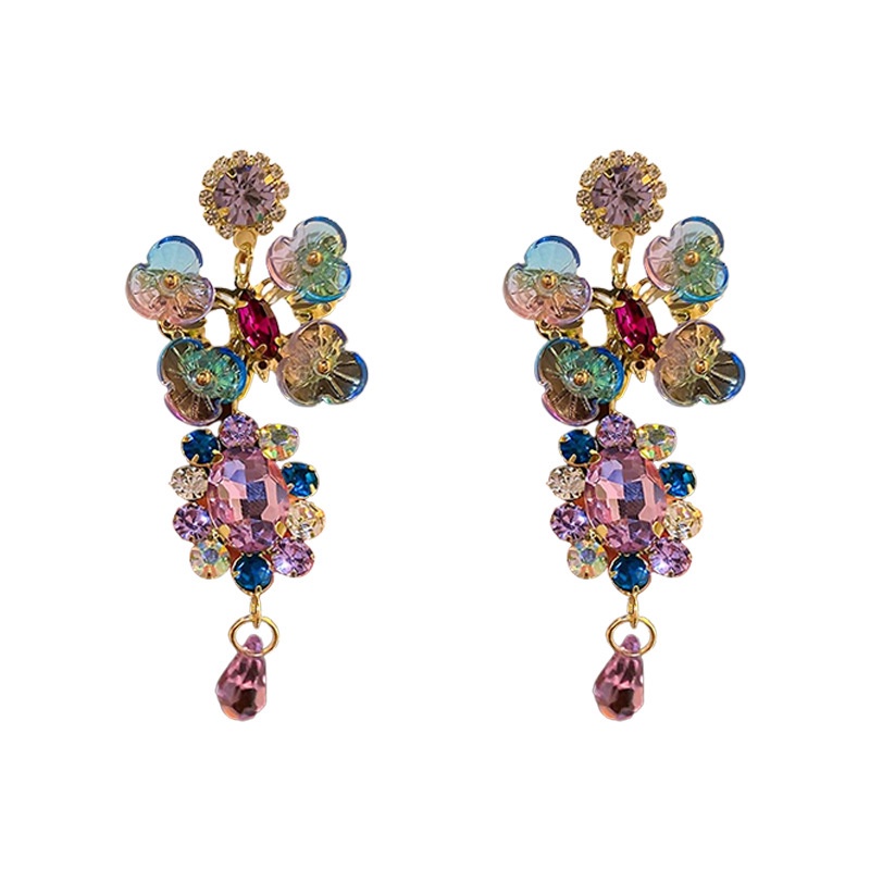 Khuyên Tai Hình Hoa Đính Đá Phong Cách retro Dành Cho Nữ