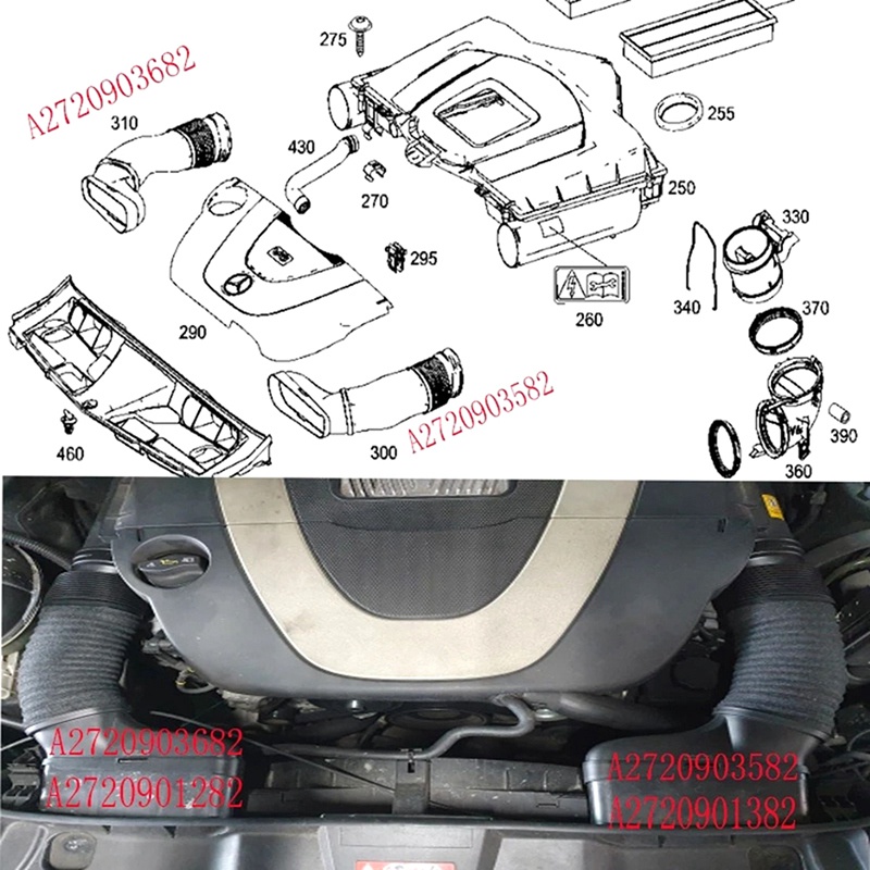 Ống Lọc Khí Động Cơ Cho mercedes benz w204 w212 c300 c350 e3002720903582 Một trận cầu.2720903682