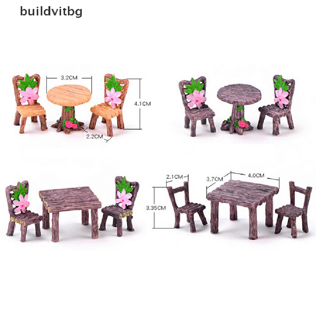 Set 3 Mô Hình Bàn Ghế Mini Trang Trí Tiểu Cảnh