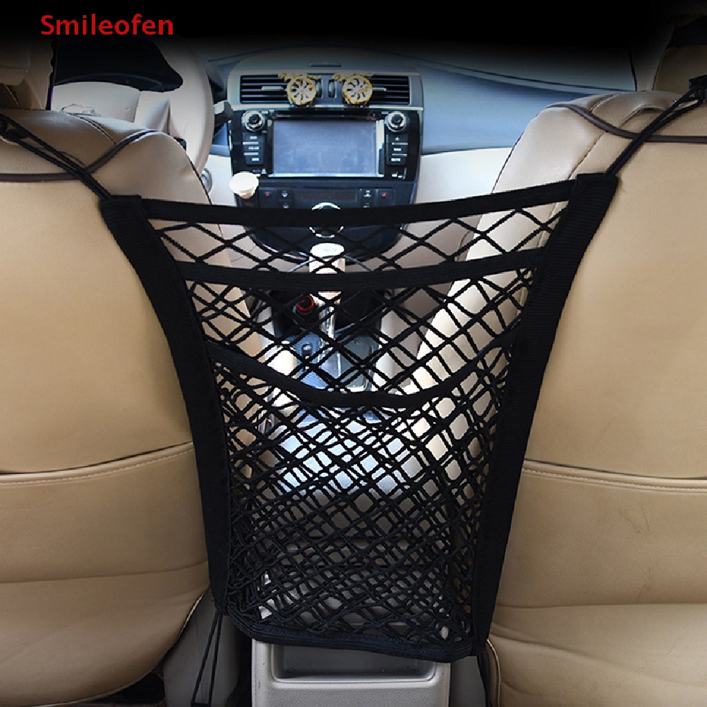 [Smileofen] Túi Lưới Co Giãn 3 Lớp Đựng Đồ Gắn Ghế Ngồi Xe Hơi Mới