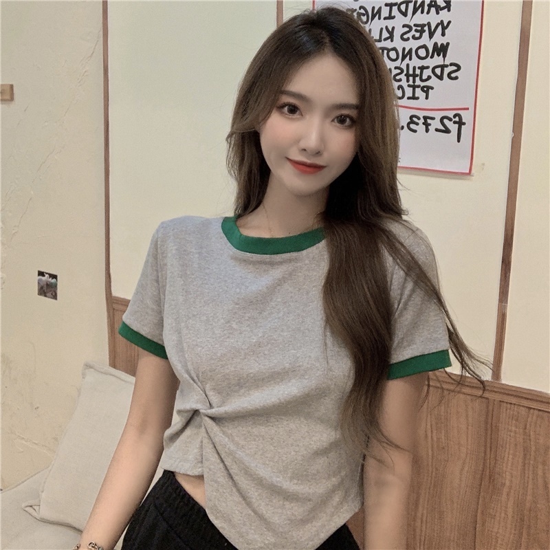 NRVP Áo Thun Tay Ngắn Dáng Ôm In Họa Tiết Độc Đáo Thời Trang Đường Phố Hàn Quốc Cho Nữ