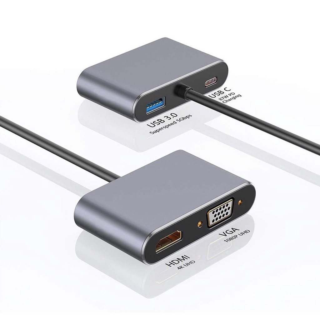 Cáp chuyển đổi Usb Type-C To USB-C HDMI Vinetteam độ phân giải 4K , VGA USB 3.0, 4 trong 1, hỗ trợ SS MHL -dc4979