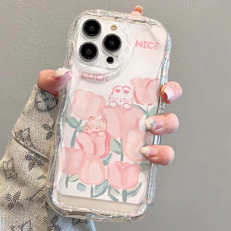 ✅Ốp Điện Thoại Mềm Trong Suốt Chống Sốc Hình Hoa Tulip Và Thỏ Cho iPhone14 / 13promax 12 / 11 7 / 8p xs TP8H