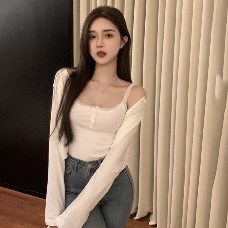 Áo Tank Top Phối Ren Màu Sắc Thời Trang Quyến Rũ Cho Nữ