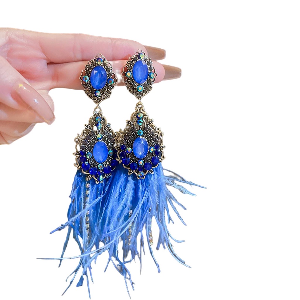 1 Đôi Bông Tai Hình Bươm Bướm Đính Lông Vũ Phong Cách Thanh Lịch Dành Cho Nữ [Fairy4]