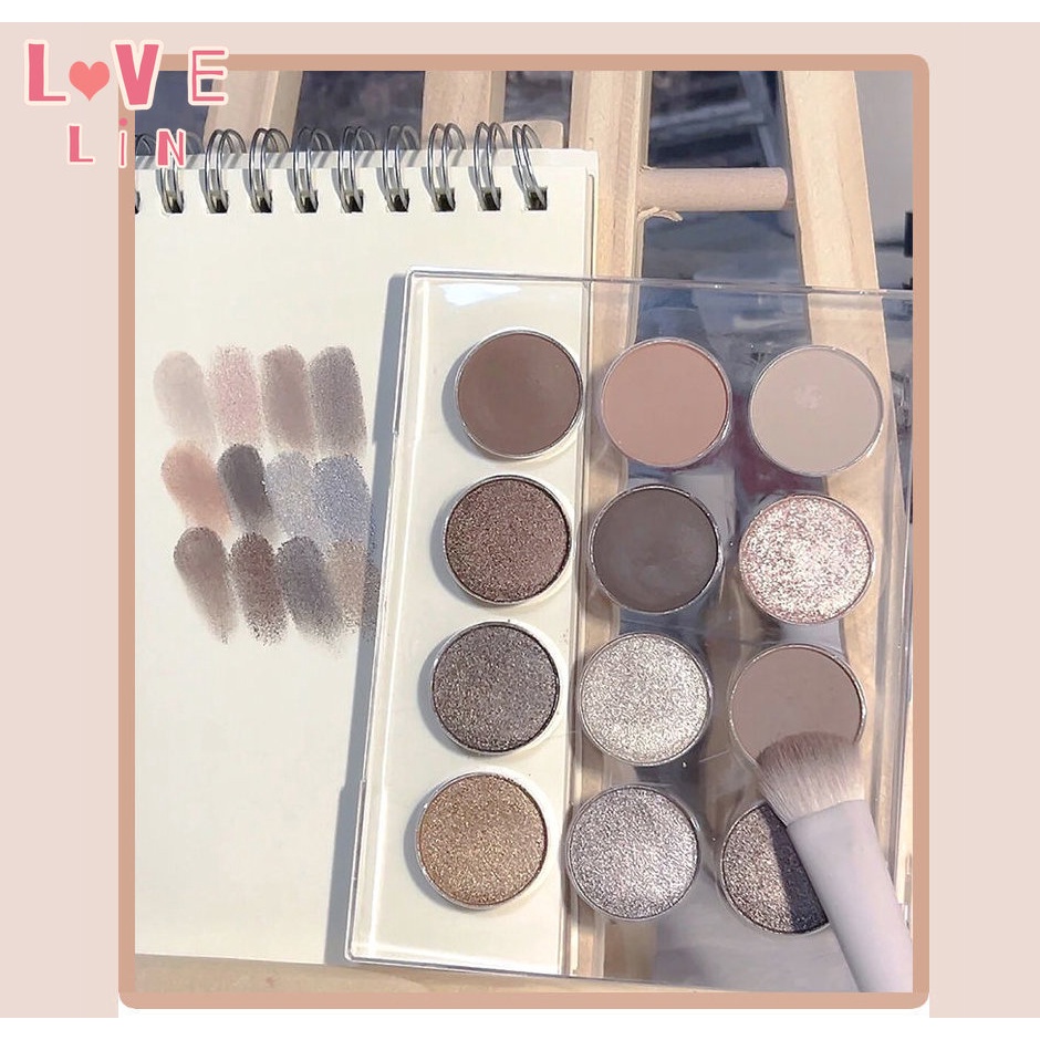 [Lovelin] Bảng Phấn Mắt 12 Màu Ánh Kim Tuyến Lấp Lánh Chống Nước Chống Mồ Hôi Phong Cách Mới