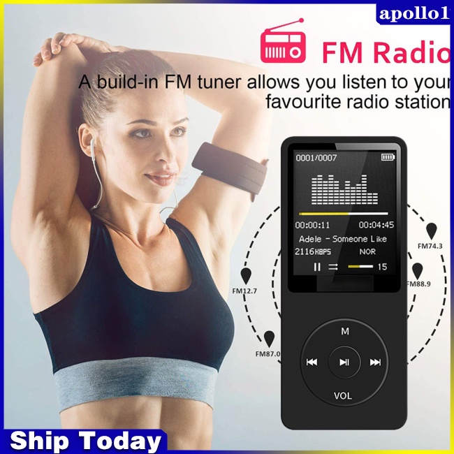 Máy Nghe Nhạc Mp3 Kết Nối Bluetooth Không Thấm Nước Siêu Mỏng Kiêm Đài Fm / Máy Ghi Âm Mp3 Cho Học Sinh