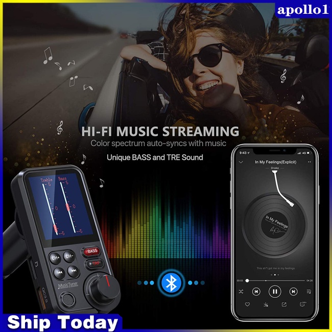 Máy Nghe Nhạc Mp3 wa Bt93 Kết Nối Bluetooth Không Dây Sạc Nhanh Qc3.0 Cho Xe Hơi