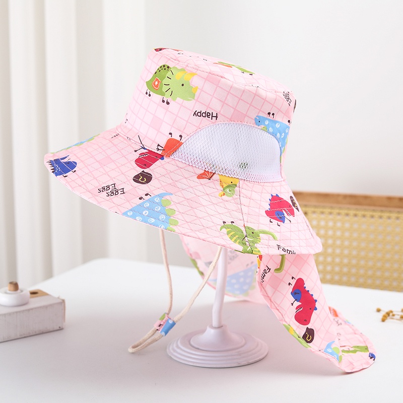 Mũ Chống Nắng Đi Biển Vành Rộng Họa Tiết Khủng Long Hoạt Hình Thời Trang Mùa Hè Cho Bé Trai