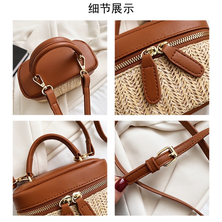 Túi Xách Cói Có Khóa Kéo Đựng Son Môi Màu Sắc Thời Trang Mới Cho Nữ